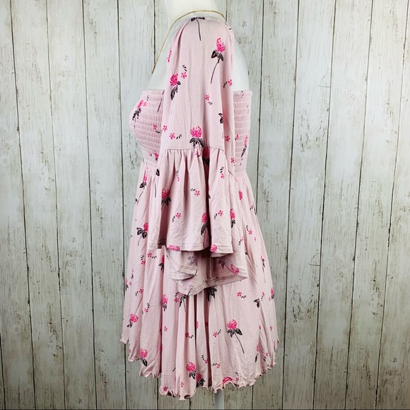 🔥FREE PEOPLE🔥Lana Off The Shoulder Floral Tunic Top Pink/Purple NWT - Picture 7 of 11